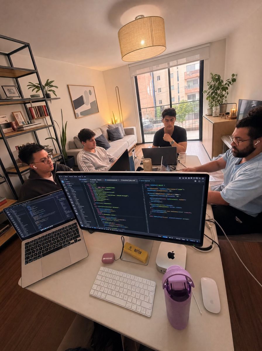 El equipo de UNDAM construyendo alrededor de una mesa